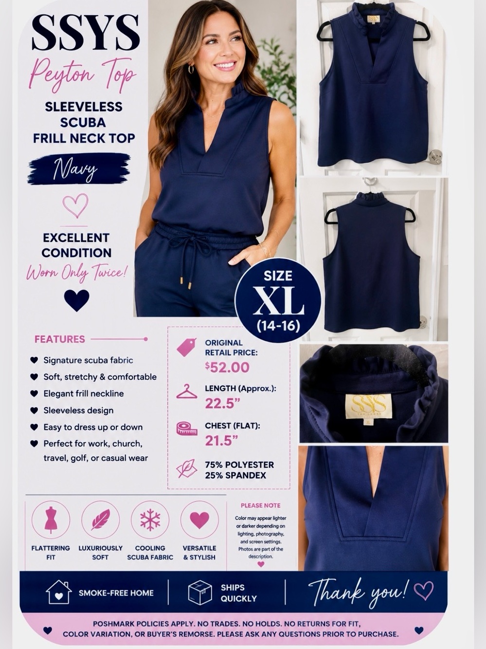 💙 SSYS PEYTON SLEEVELESS SCUBA FRILL NECK TOP 💙